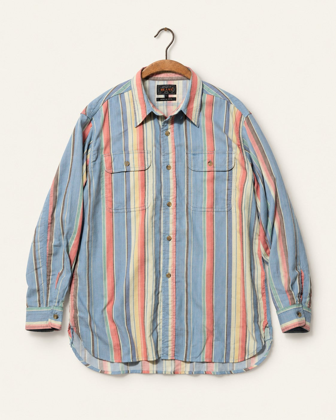 Beams Plus - Chemise Rayée - Bleu — sur cintre