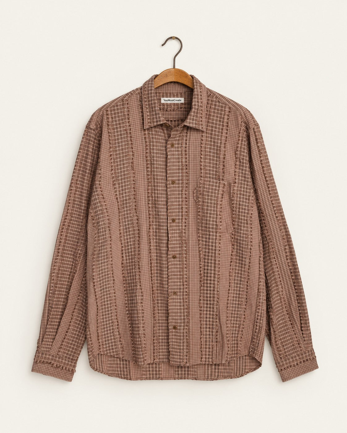 YMC - Chemise Curtis - Marron — sur cintre