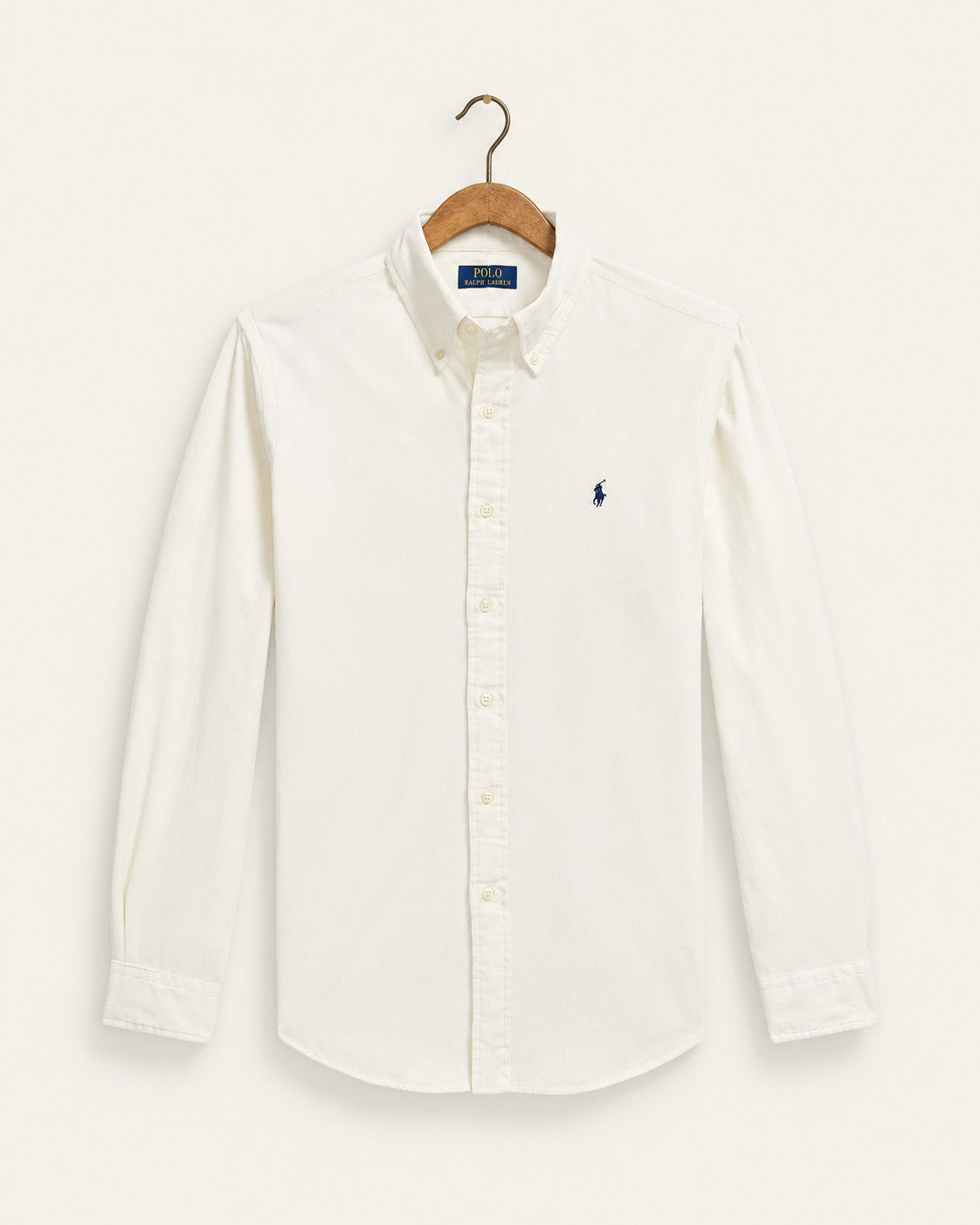 Ralph Lauren - Chemise Ajustée En Velours Côtelé - Crème Clubhouse — sur cintre