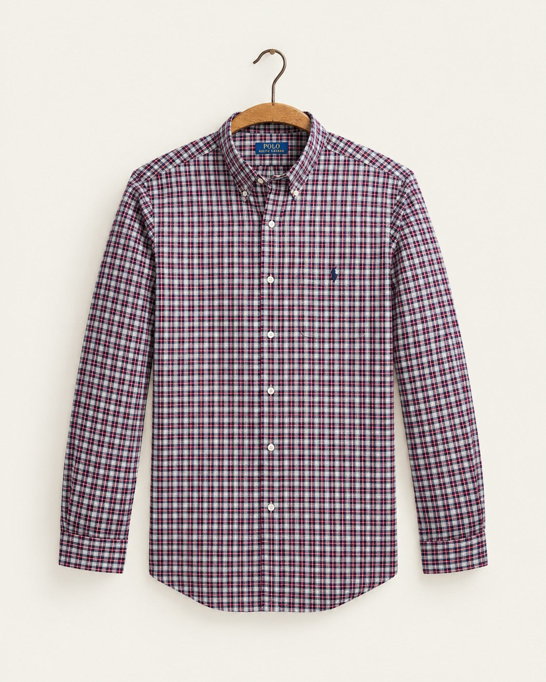 Ralph Lauren - Chemise En Popeline Ecossaise - Rouge Et Crème — sur cintre