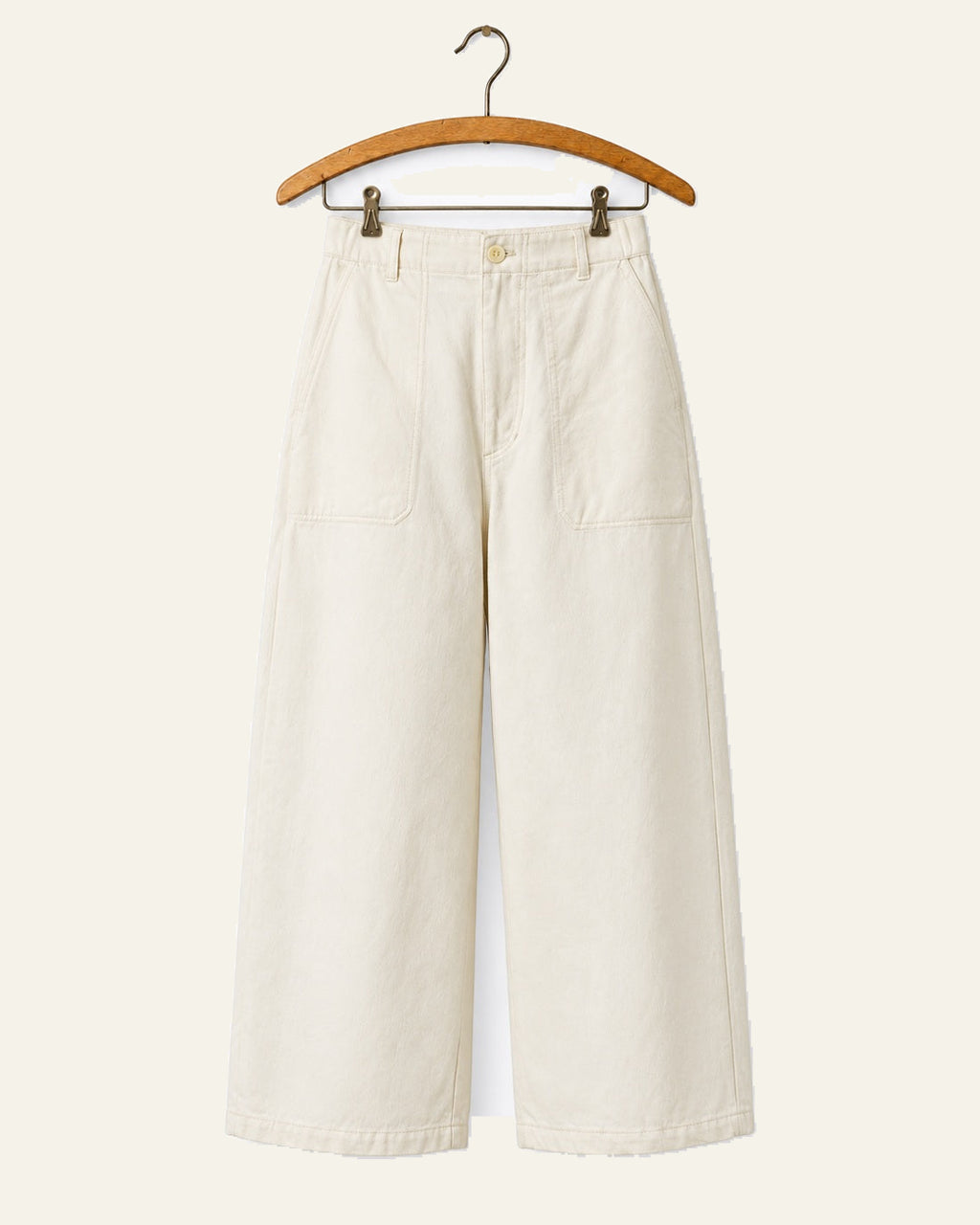 Pas De Calais - Pantalon Large Court - Ivoire - sur cintre