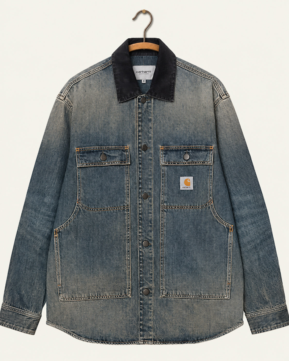 Carhartt Wip - Veste Oakland - Bleu & Marine Foncé, vue de face sur cintre