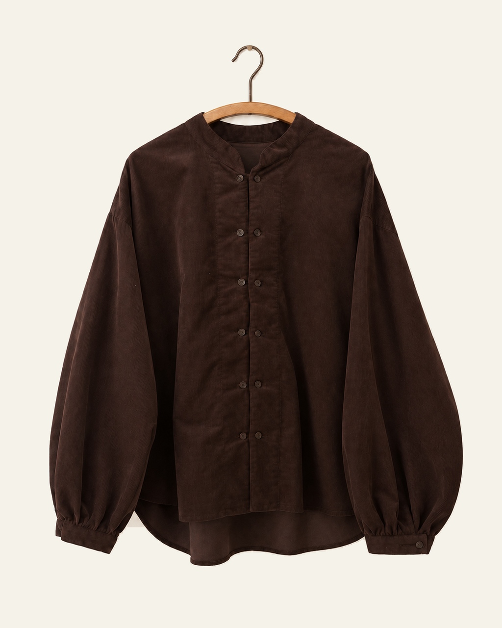 Sarahwear - Chemise Velours Côtelé - Marron, vue de face sur cintre