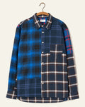 Universal Works - Chemise Lazy Day - Bleu, vue de face sur cintre