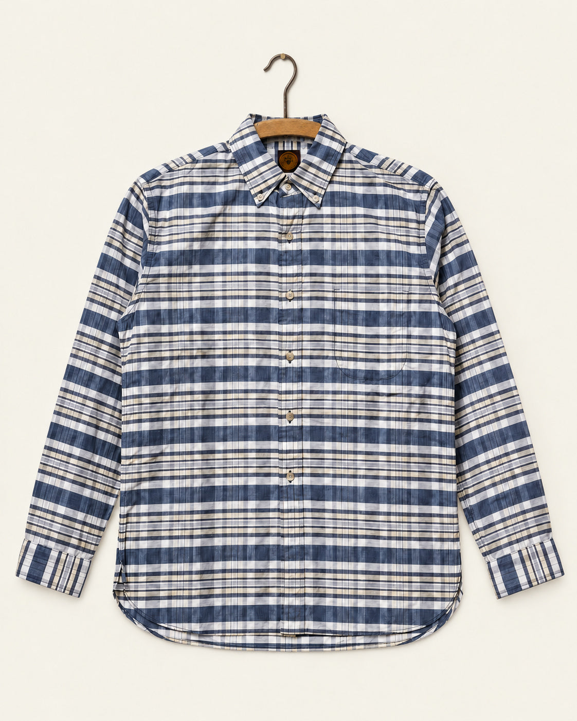 Warehouse & Co - Chemise The King Of Madras JG16 - Marine, vue de face sur cintre