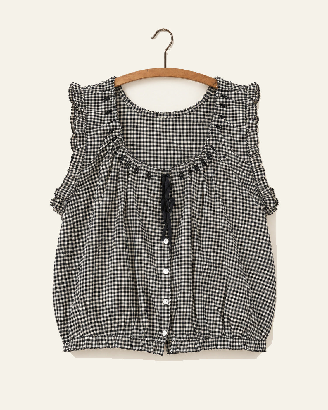 Dôen - Top Traveler - Noir Gingham - vue sur cintre