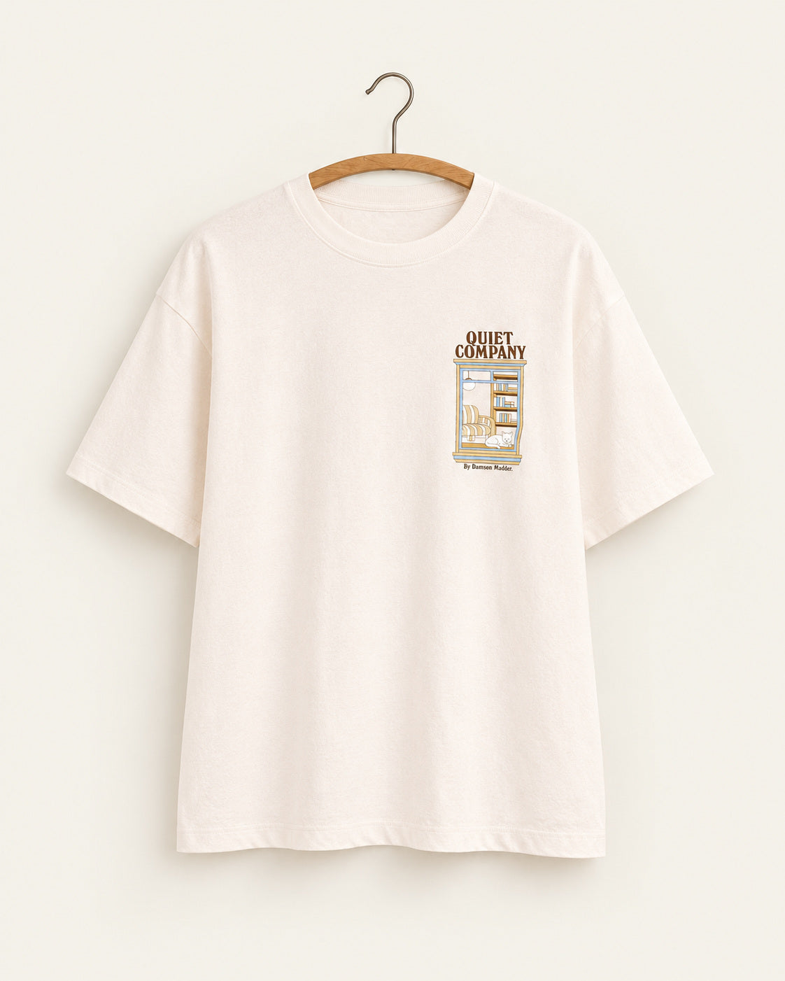Damson Madder - T-Shirt Quiet Company - Écru - vue sur cintre