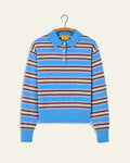 Guest In Residence - Polo Collegiate Rayé - Delft Blue Combo - vue sur cintre