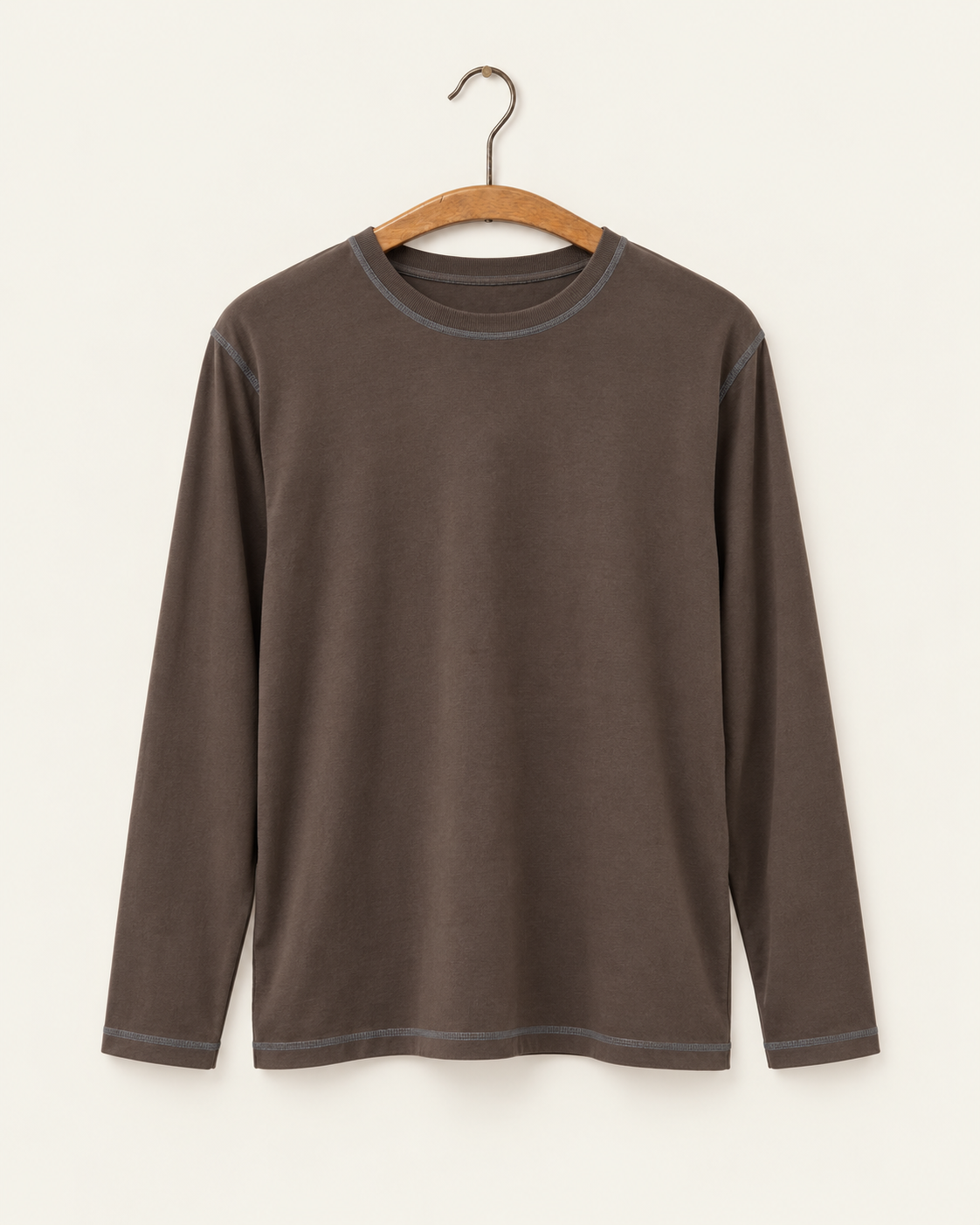 Another Aspect - T-shirt manches longues 3.0 - Marron et marine - sur cintre