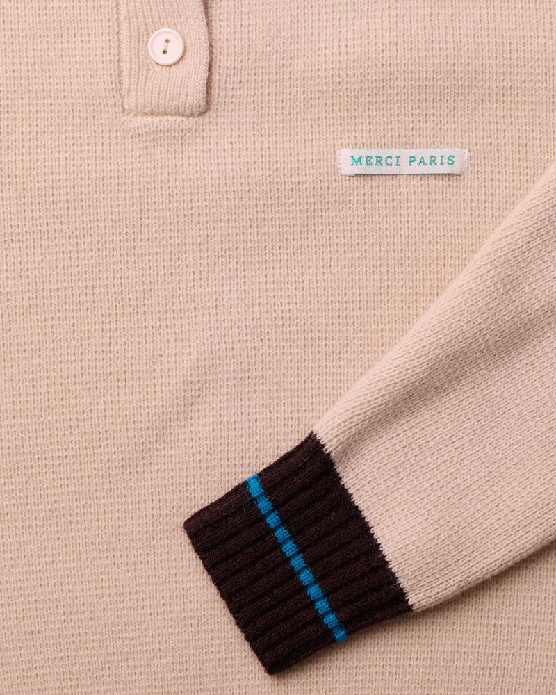 Merci - Giulia sweater - Ecru Brown & Blue