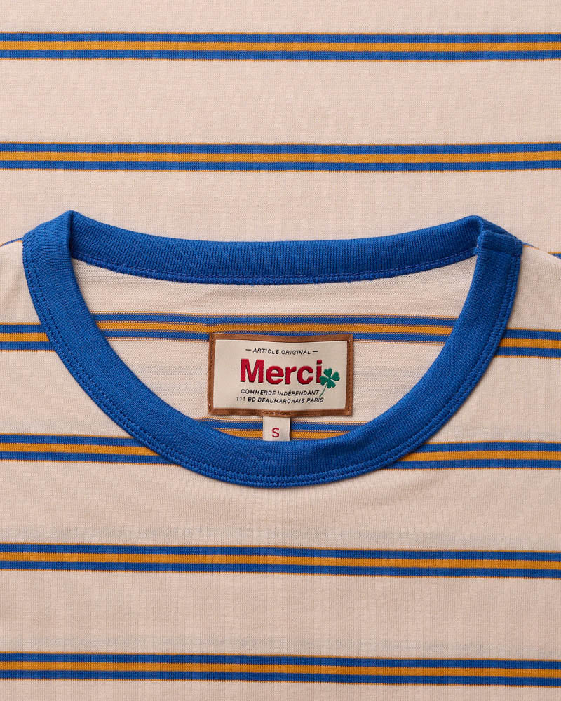 Merci - T-Shirt Julian - Ecru & Bleu