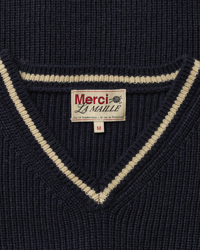 Merci - Pull Adrian - Marine Ecru & Bordeaux