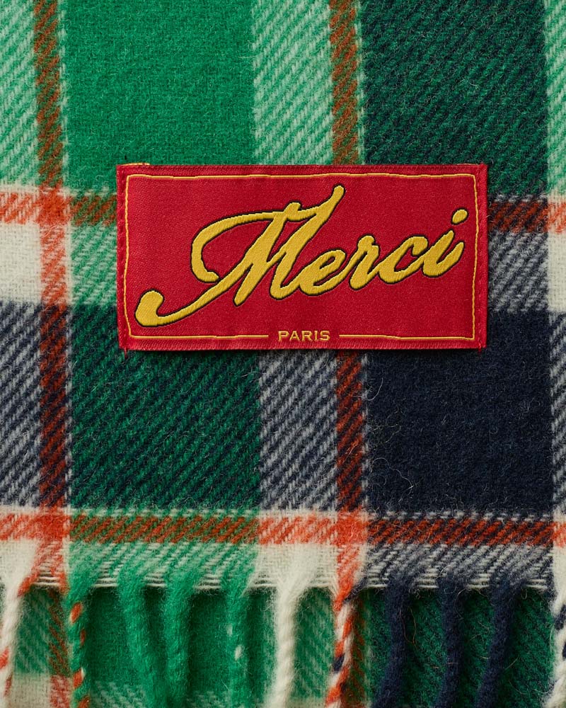 Merci - Arlo Check Scarf - Green Orange and Navy