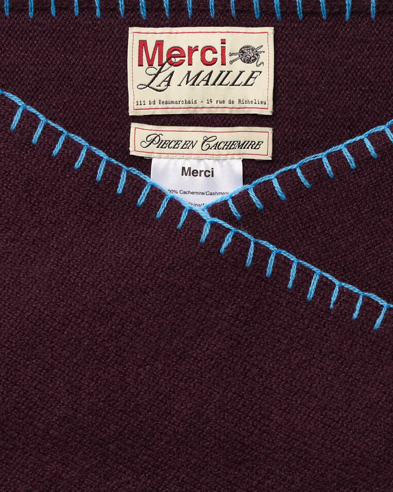 Merci - Bandana En Cachemire Martine Bicolore - Aubergine & Bleu