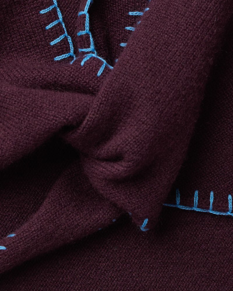 Merci - Bandana En Cachemire Martine Bicolore - Aubergine & Bleu