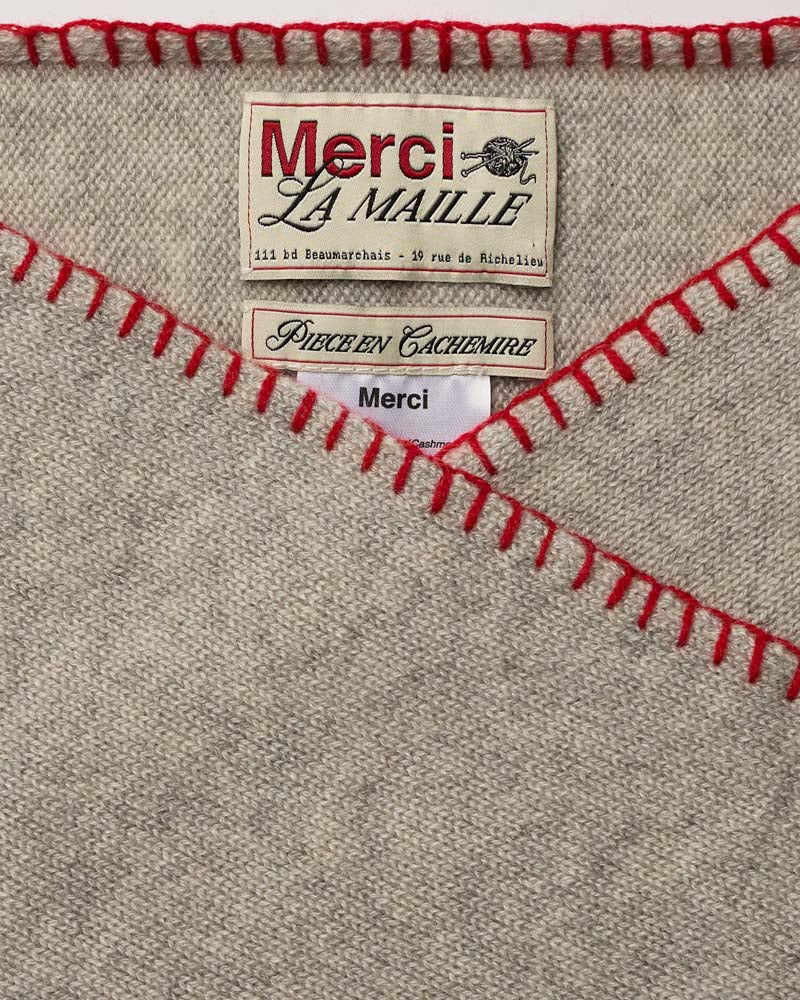 Merci - Martine Bicolored Cashmere Bandana - Gray & Red