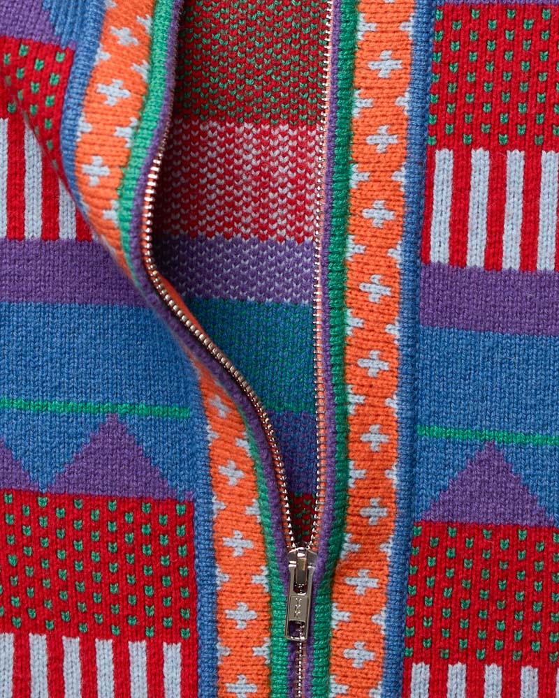 Au Vieux Campeur - Congés Payés - Cardigan Nicole - Bleu & Rouge
