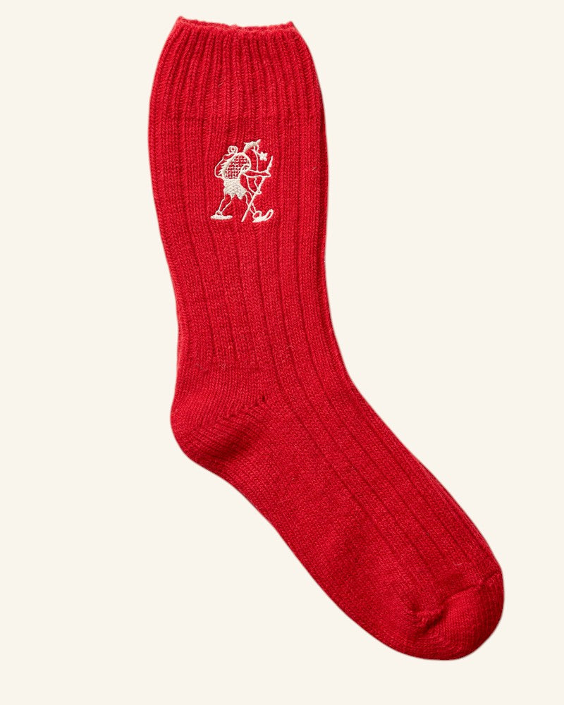 Au Vieux Campeur - Congés Payés - Chaussettes en Laine Marcheur Brodé - Rouge
