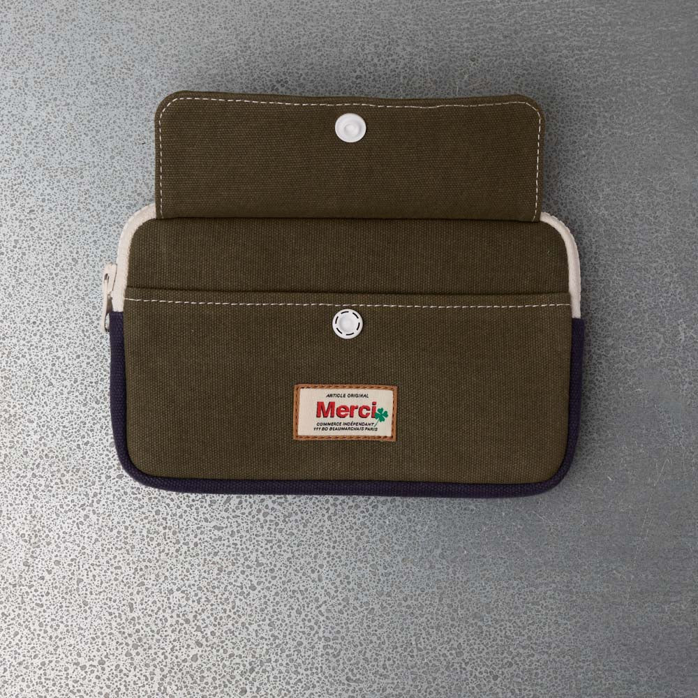 Merci - Porte Monnaie Candide M - Olive & Marine