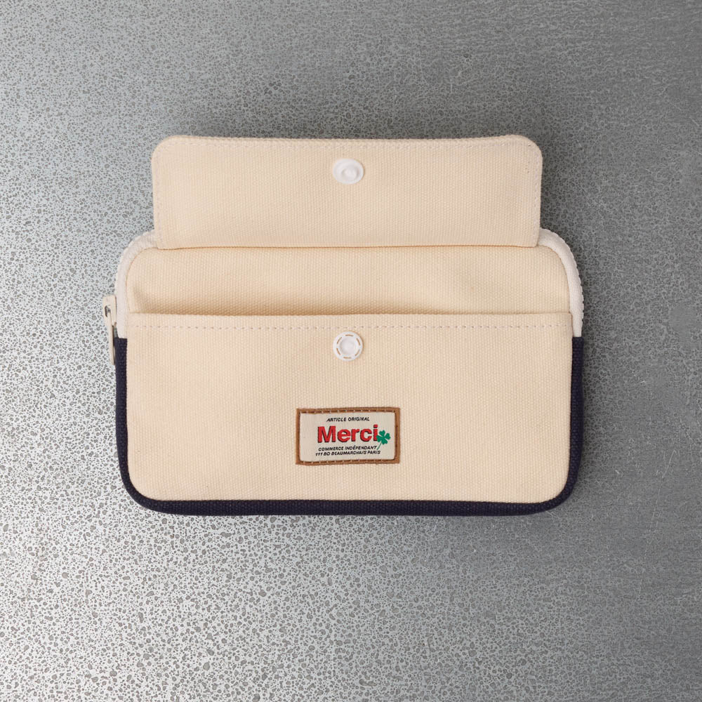 Merci - Porte Monnaie Candide M - Ecru & Marine
