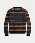 Pull Merci Paris Ralph Lauren en laine marine avec motif jacquard Fair Isle multicolore et col rond classique
